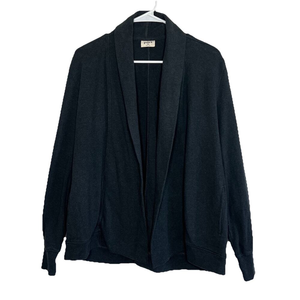 Pact Cardigan Sweater Womens Size XS Dark Gray Open Front Duster Organic Y12